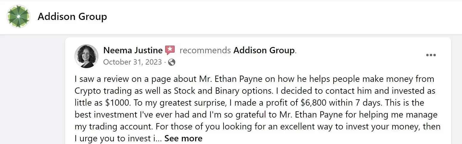 positive review of Addison Group