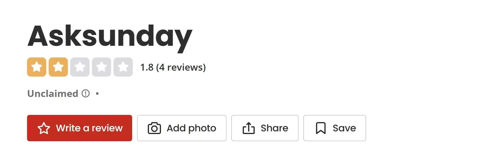 AskSunday.com Yelp reviews