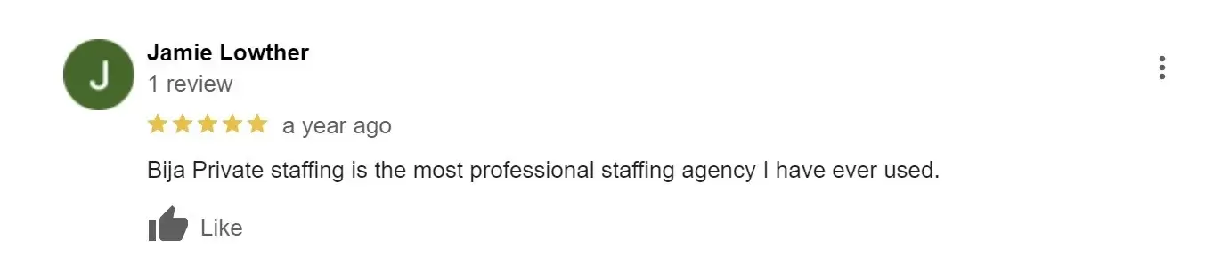 positive review of Bija Private Staffing