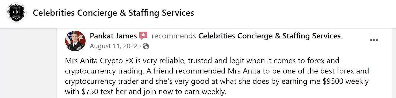 positive review of Celebrities Concierge & Staffing Services