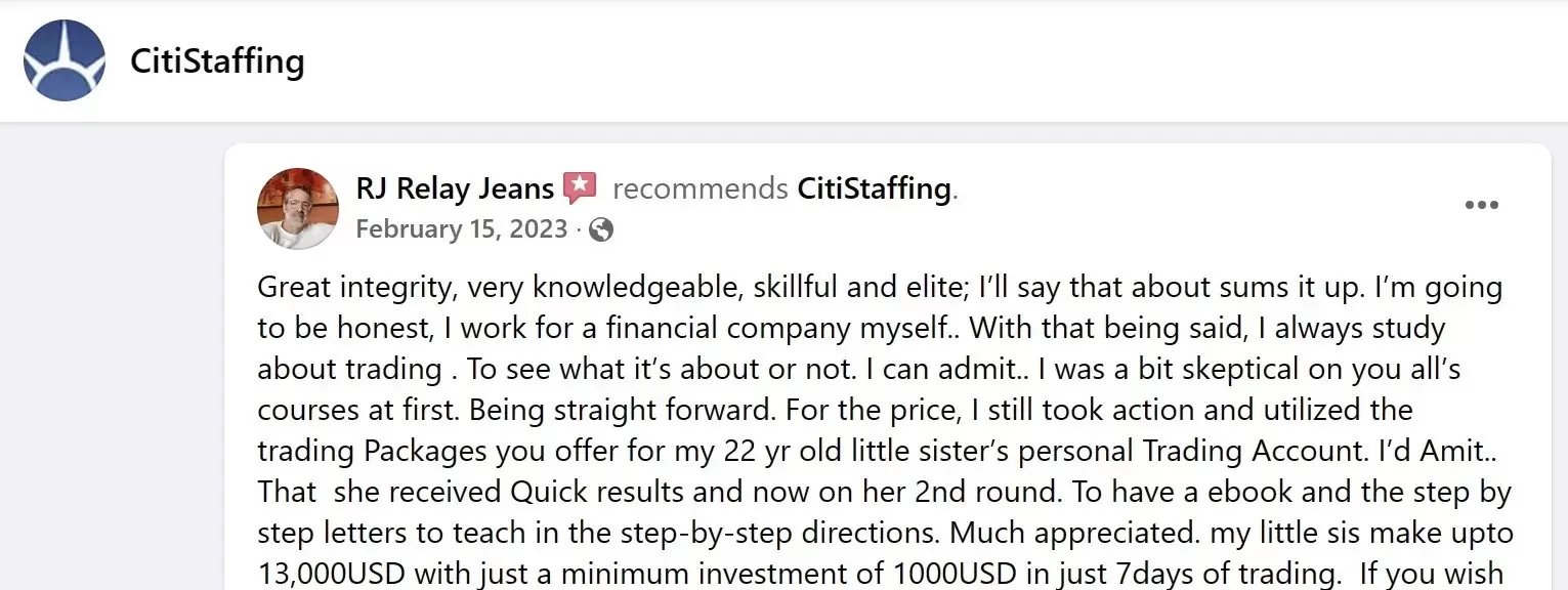 positive review of  CitiStaffing