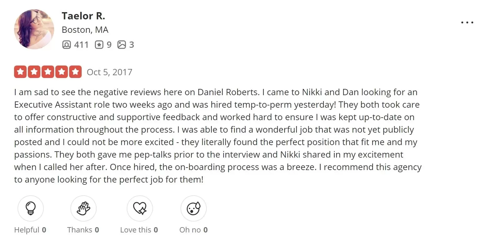 critical review of Daniel Roberts Staffing