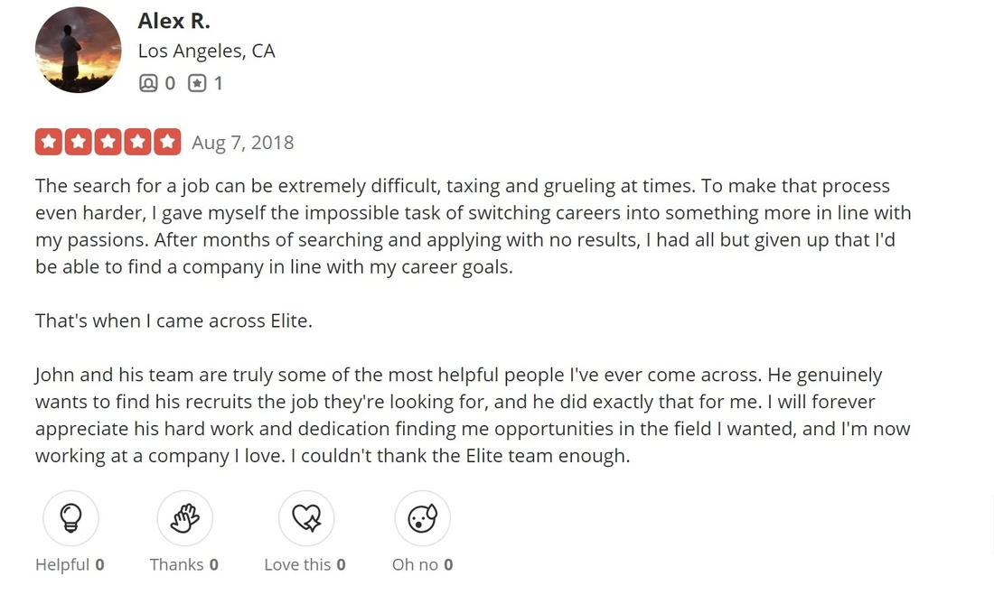 positive review of the Elite Placement Group