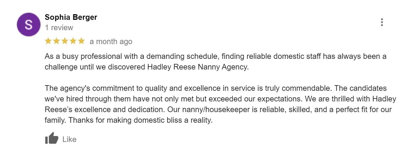 positive review of the Hadley Reese Agency