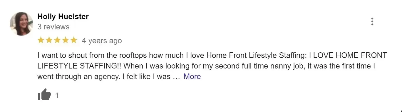 positive review of Homefront Lifestyle Staffing