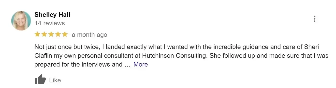positive review of Hutchinson Consulting