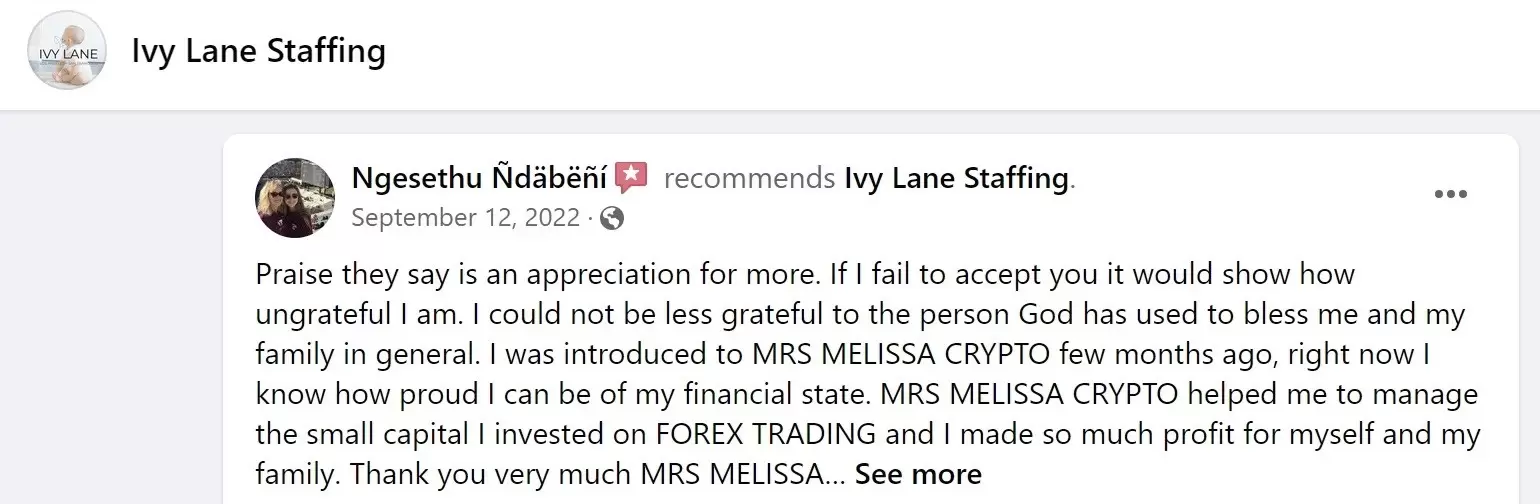 positive review of Ivy Lane Staffing