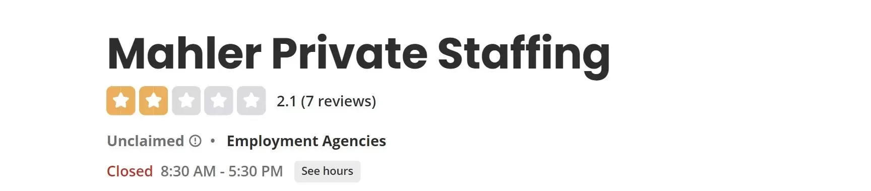 Mahler Private Staffing on Yelp