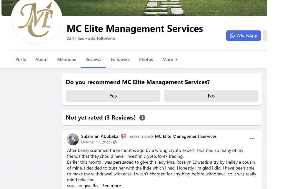 positive review of MC Elite Management Services