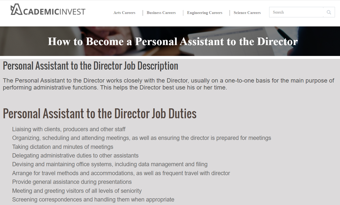 personal assistant to a movie director