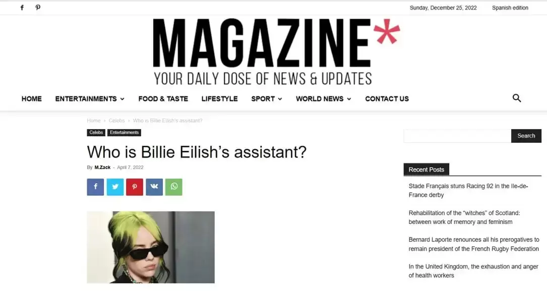 Billie Eilish's personal assistant