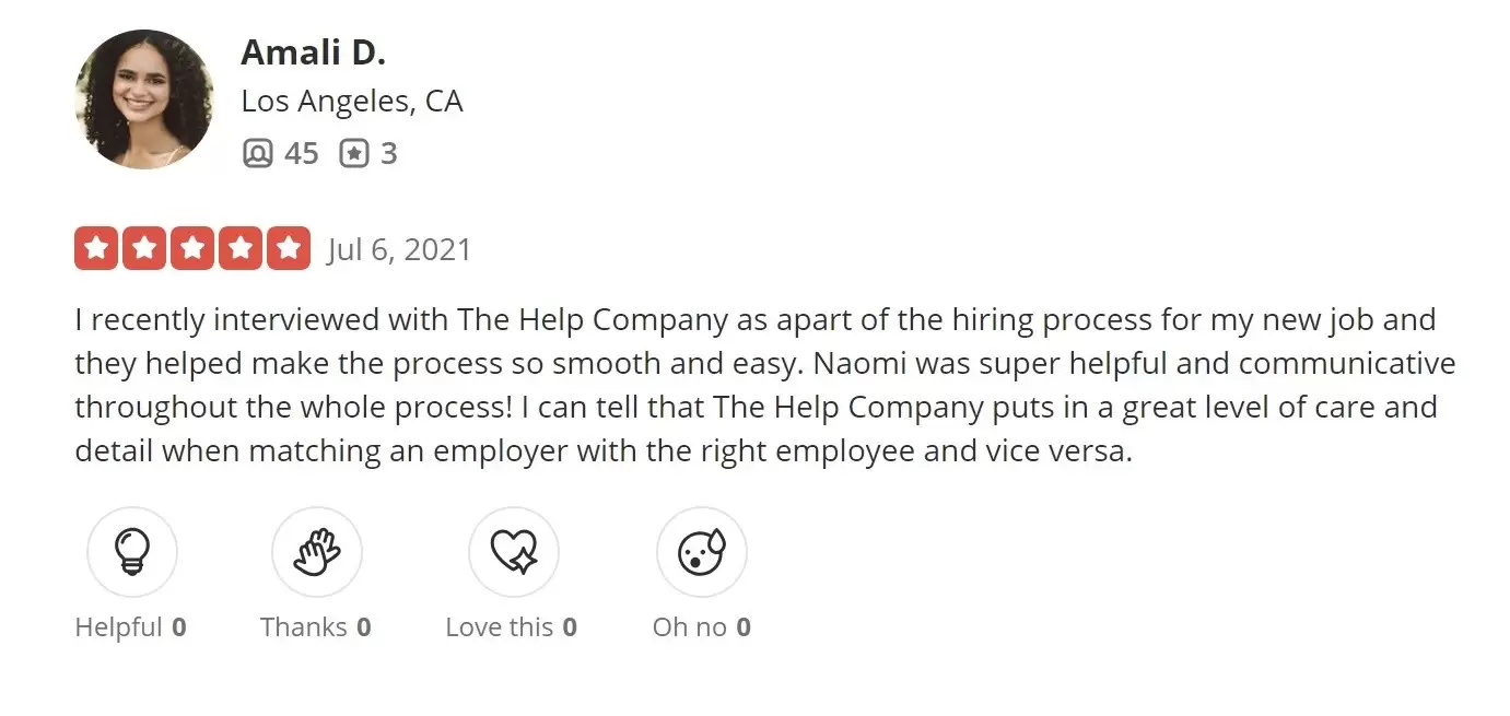 positive review of The Help Company
