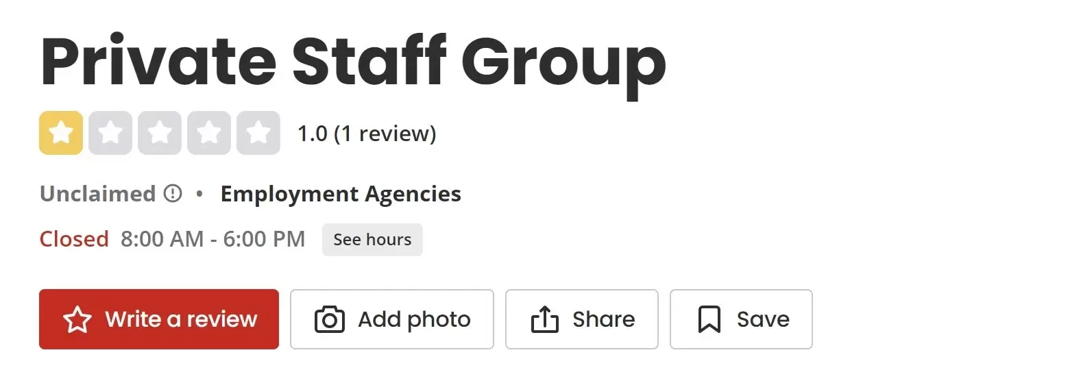 positive review of the Private Staff Group