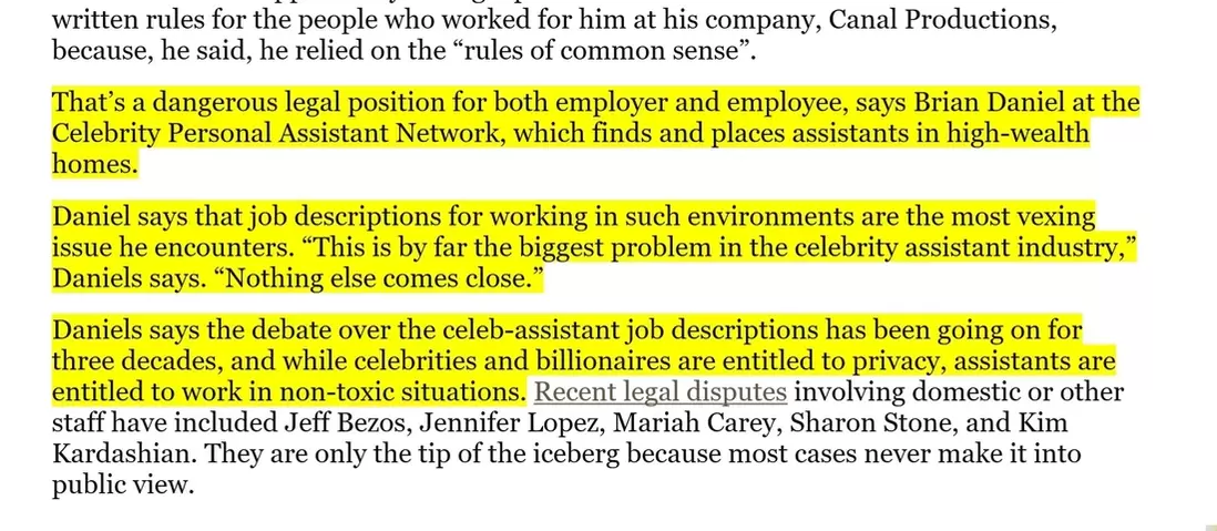 assistants who work for celebrities
