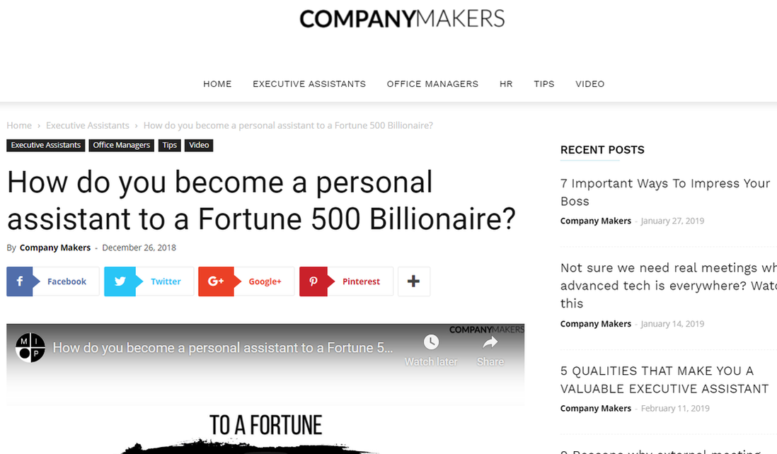 PA to fortune 500 billionaire