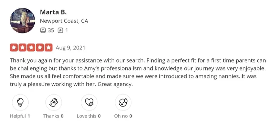 positive review of The Elizabeth Rose Agency