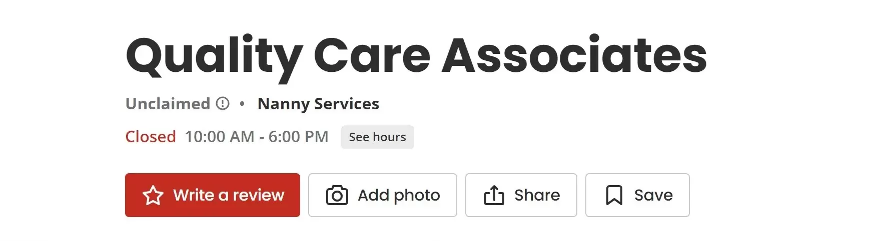 Quality Care Associates Yelp Page