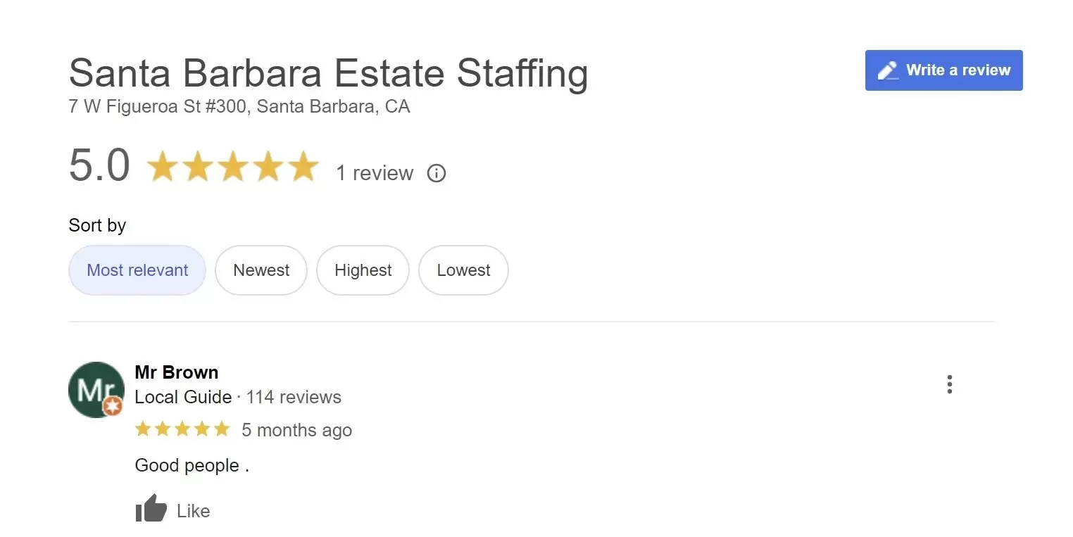 review of Santa Barbara Estate Staffing