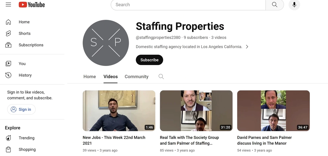 Staffing Properties on YouTube