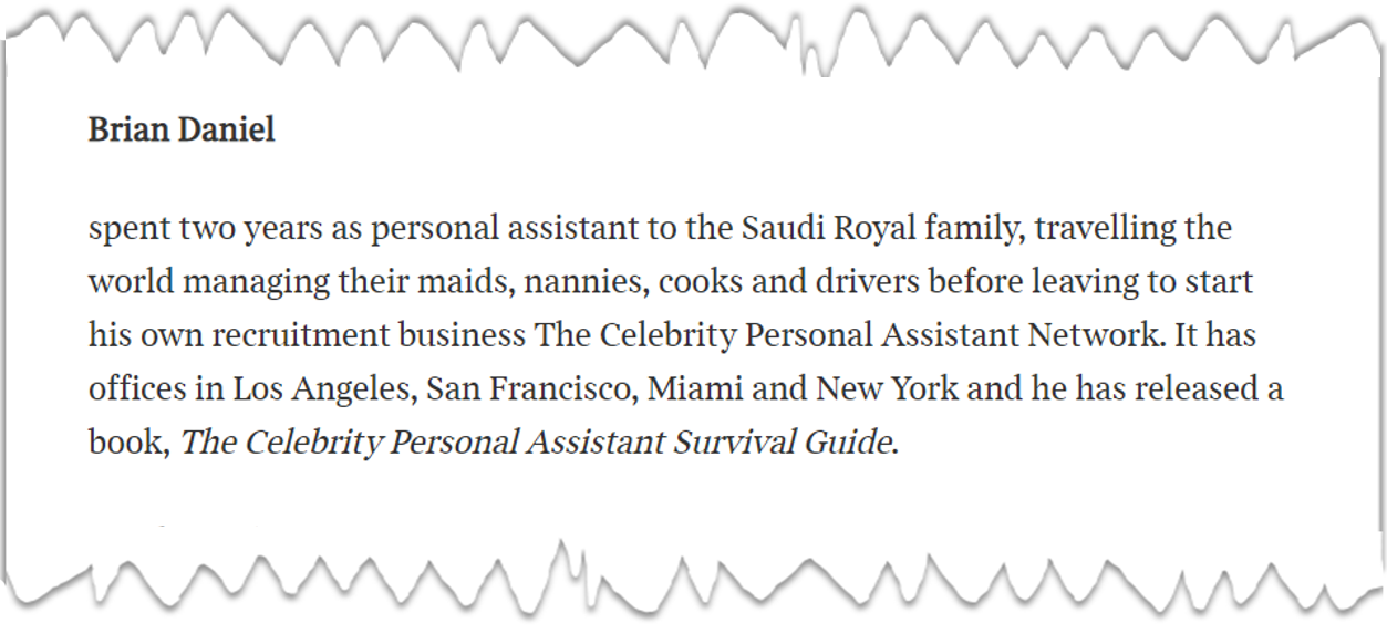 traveling personal assistant royal family