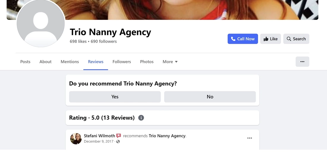 positive review of TRIO Nanny Agency