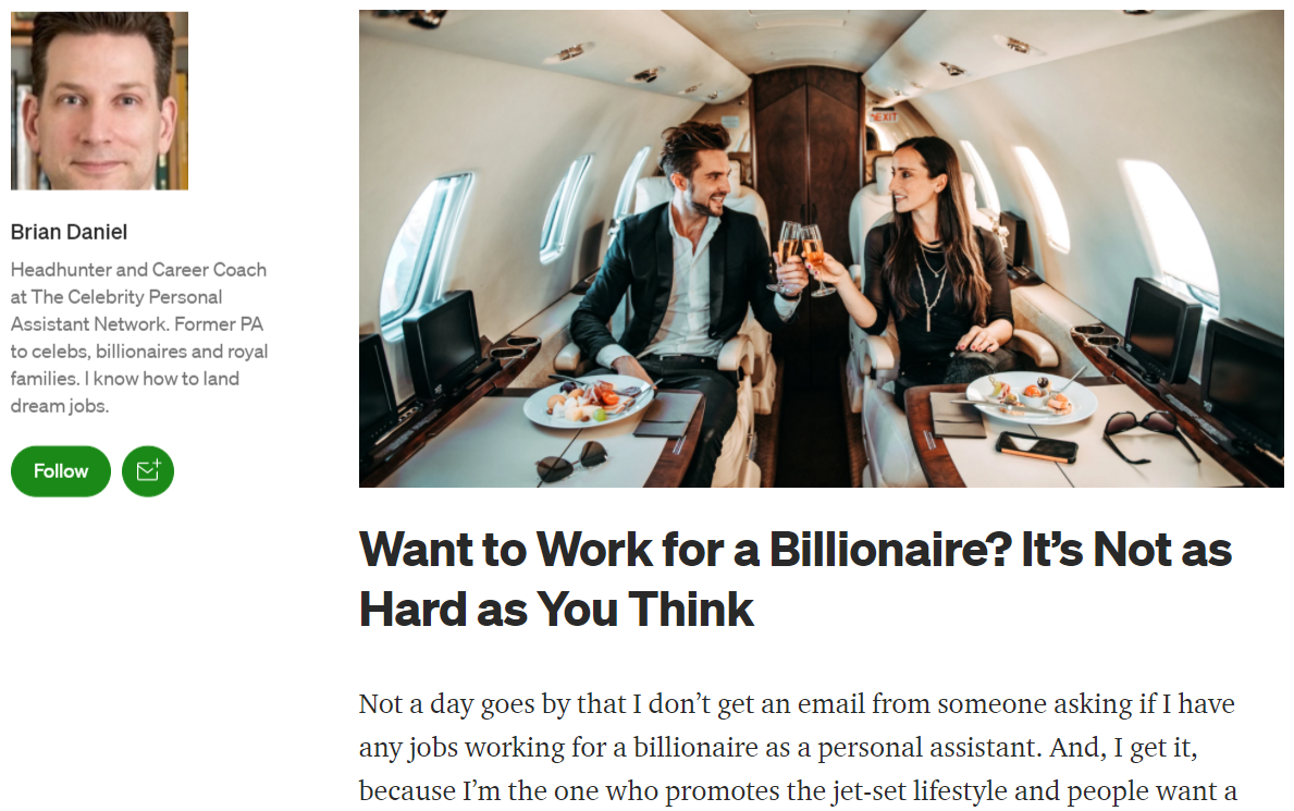 dream jobs with billionaires